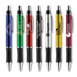 Logo Branded Barton Click Pen - Silver Accents
