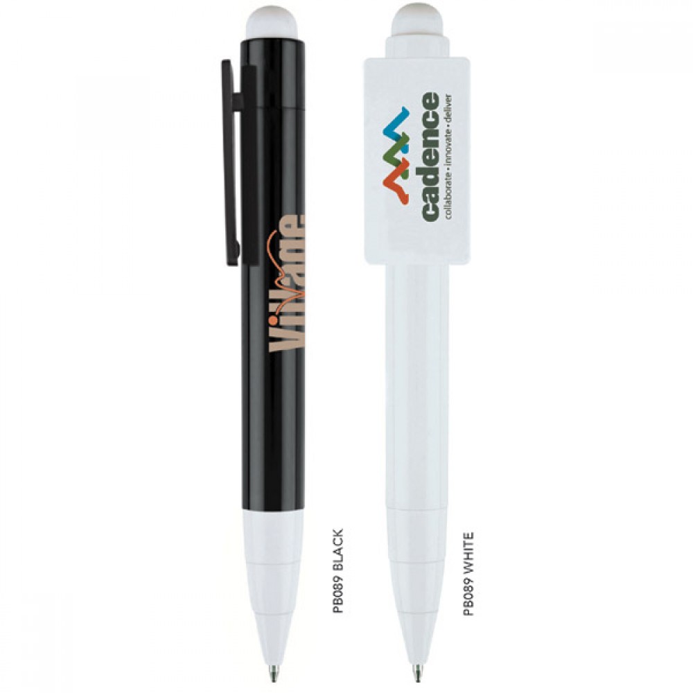 Polymer Ballpoint Pen w/ Plunge Action & Large Rectangular Clip Custom Engraved Polymer Ballpoint Pen w/ Plunge Action & Large Rectangular Clip Custom Engraved