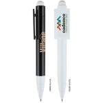 Polymer Ballpoint Pen w/ Plunge Action & Large Rectangular Clip Custom Engraved