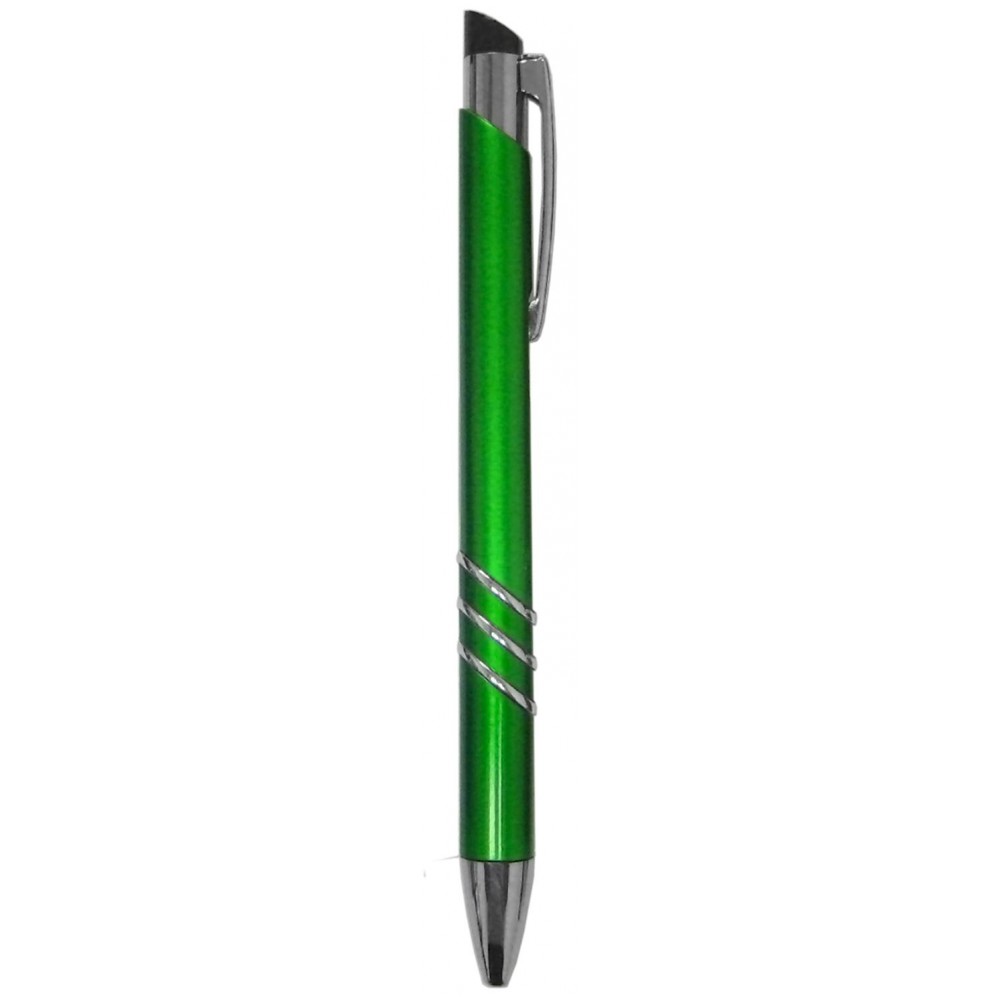 Custom Engraved Ball Point Pen, Green/Silver - Pad Printed Custom Engraved Ball Point Pen, Green/Silver - Pad Printed