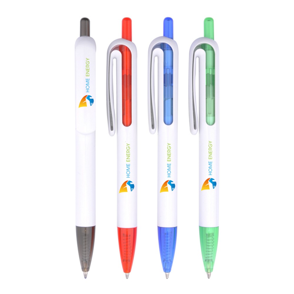Plastic Ballpoint Pen w/inner tube and color tip Custom Engraved