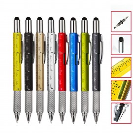 6 In 1 Tool Ballpoint Stylus Pen Custom Imprinted