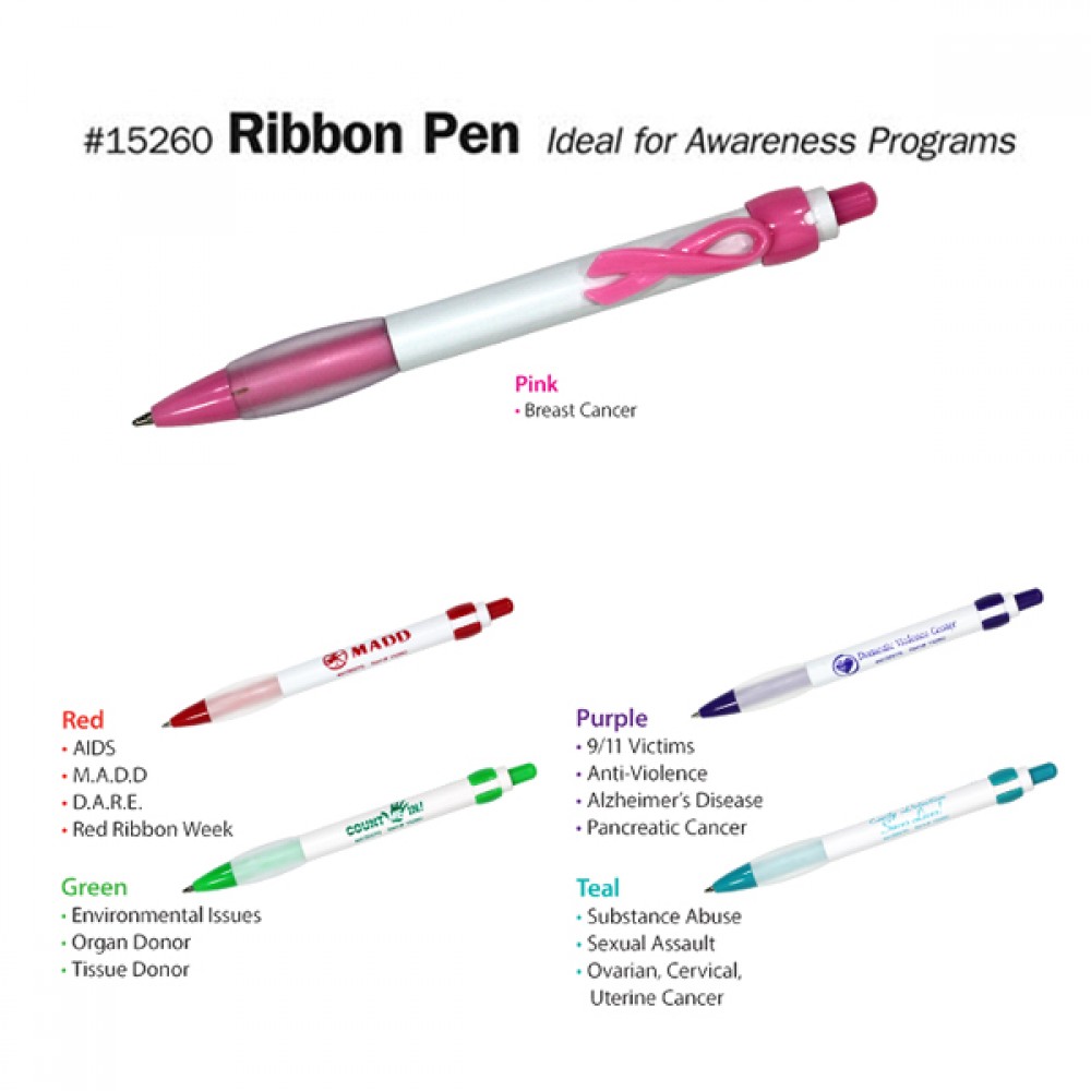 Ribbon Grip Pen (Spot Color) Custom Imprinted