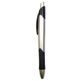 Custom Imprinted Ball Point Pen, Silver- Black Rubber Grip - Pad Printed  Custom Imprinted Ball Point Pen, Silver- Black Rubber Grip - Pad Printed