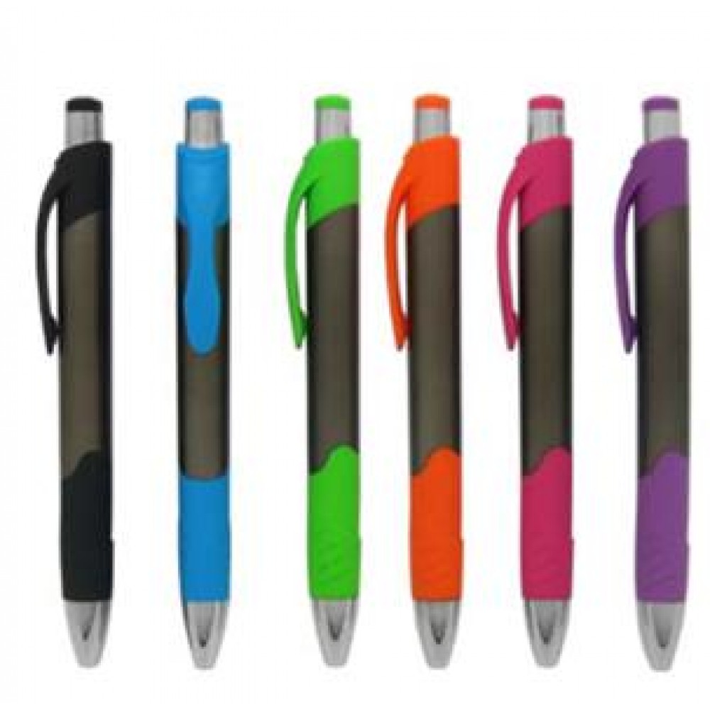 Logo Branded Click Pen - Rubber Grip - Pad Printed Logo Branded Click Pen - Rubber Grip - Pad Printed