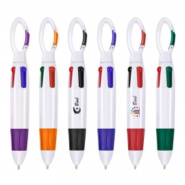 Retractable Four-color Shuttle Pens with Carabiner Clip Logo Branded