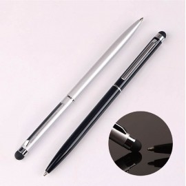 2-In-1 Twist Action Ballpoint Stylus Metal Pen w/ Silver Trim Custom Engraved  2-In-1 Twist Action Ballpoint Stylus Metal Pen w/ Silver Trim Custom Engraved