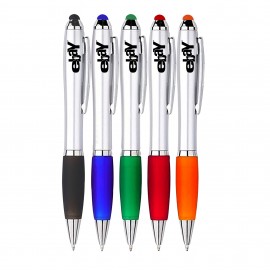 Twist Action Ballpoint Pen w/ Stylus Logo Branded