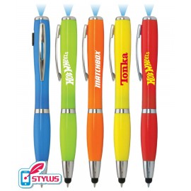 Custom Imprinted "Glossy" 3-in1 LED Flashlight Stylus Pen