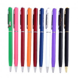 Skinny Metal Twist Action Gel Ink Ballpoint Pen Custom Imprinted