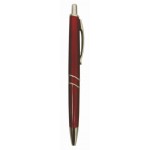 Logo Branded Ball Point Pen, Satin Red/Silver - Metal Pocket Clip - Pad Printed
