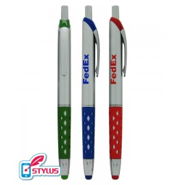 Union Printed - Window-Grip - Stylus Click Pen with Colored Trim Custom Engraved
