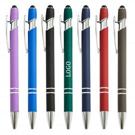 Logo Branded Soft Touch Aluminum Ballpoint Pen with Stylus  Logo Branded Soft Touch Aluminum Ballpoint Pen with Stylus