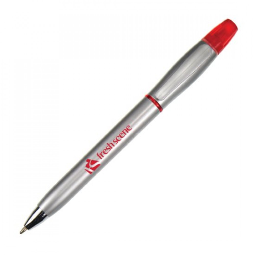 Logo Branded Dakota Pen/Highlighter - Red