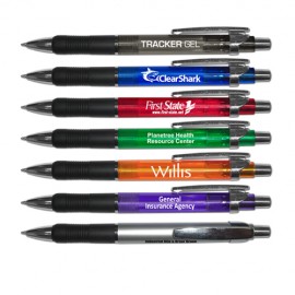 Logo Branded Liqui-Mark Tracker Gel - Retractable Gel Pen w/Rubber Grip