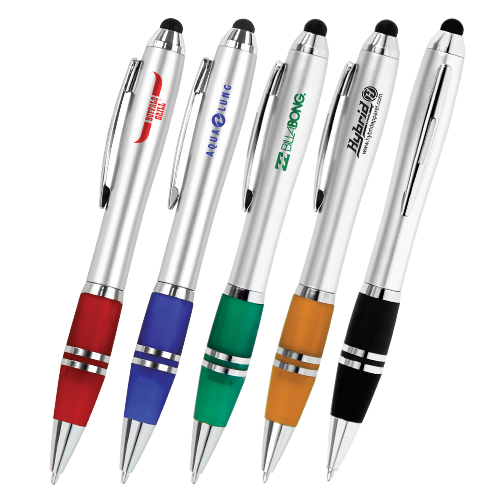 Blitz Silver Twist-Action Stylus Ballpoint Pen Custom Engraved Blitz Silver Twist-Action Stylus Ballpoint Pen Custom Engraved