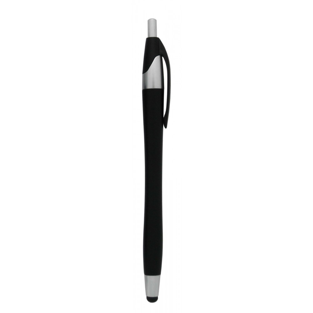 Custom Imprinted Stylus Click Pen - Black - Pad Printed