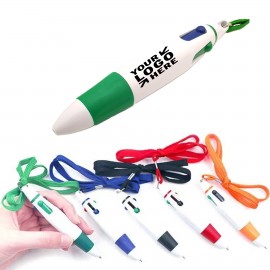 4 Color Ballpoint Pen With Lanyard Custom Engraved