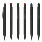 Custom Imprinted Soft Rubber Click Metal Ballpoint Pen w/Stylus & Chrome Logo