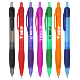 Union Printed - Miami - Frosted Barrel Click Pen with Rubber Grip - 1-Color Logo Custom Engraved
