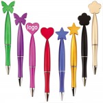 Logo Branded Matte Finish Single Ring Ballpoint Pen w/Charm Top