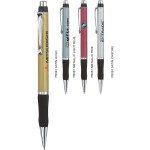 Custom Engraved Polymer Collection Colored Ballpoint Pen w/ Black Rubber Grip