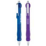 Plastic Push Action Ballpoint Pen w/Translucent Body & Matching Grip Logo Branded