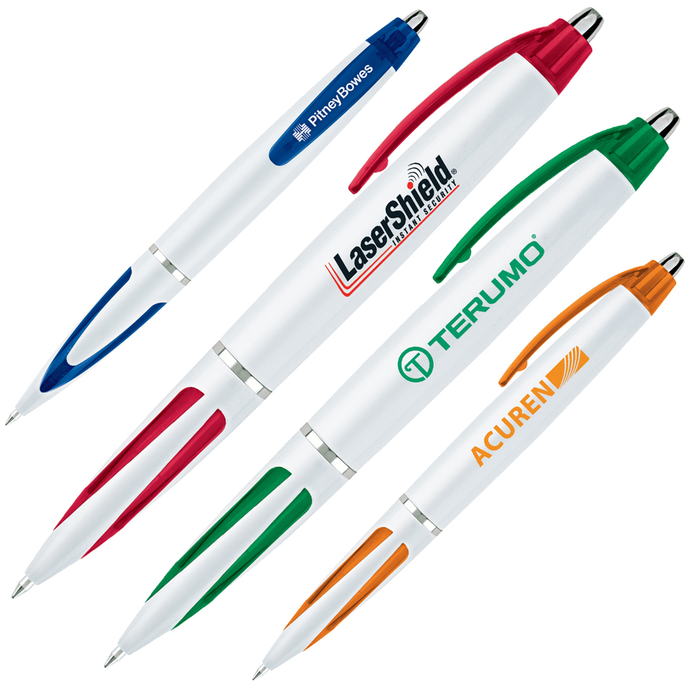 Custom Imprinted Click Action Plastic Ballpoint Pen w/ Colored Accents (OUTDATED)