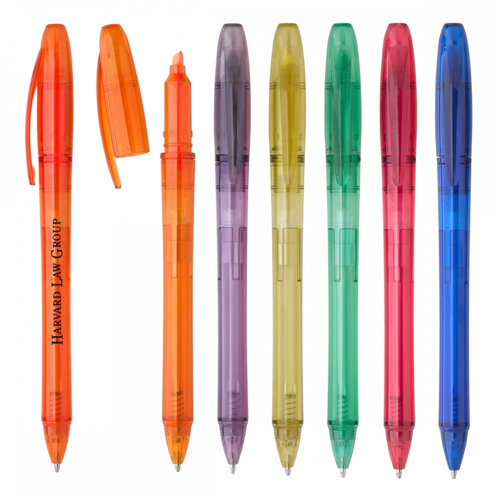 Logo Branded Twist-action Highlighter and Pen in one