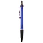 Ball Point Pen, Blue - Black Rubber Grip - Pad Printed Custom Imprinted