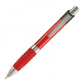 Tenso Ballpoint w/ Slit Grip & Wide Silver Band Pen Custom Imprinted