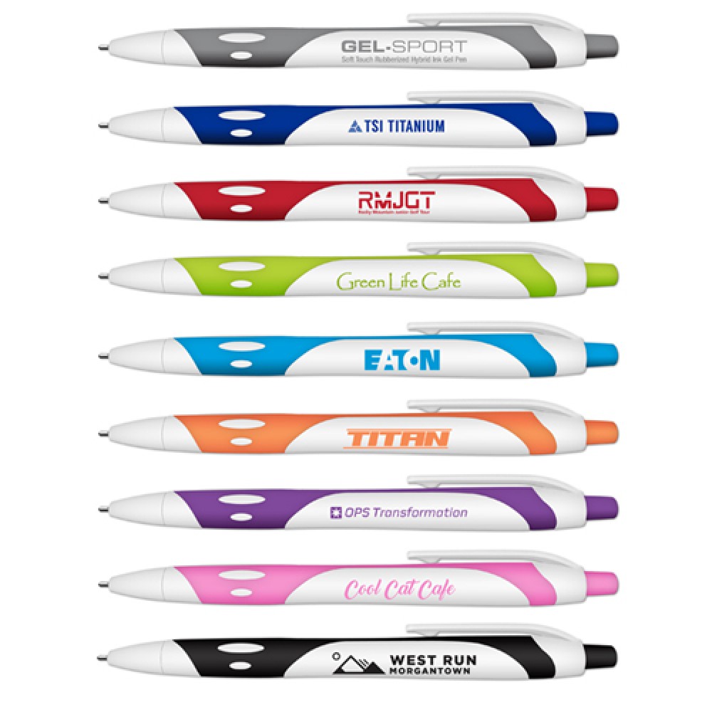 Custom Engraved Gel Sport Soft Touch Rubberized Hybrid Ink Gel Pen - Black Writing Ink