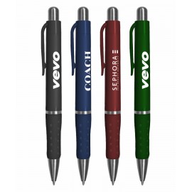 Union Printed - Rigid - Solid Colored Ballpoint Click Pen with Matching Rubber Grip Custom Imprinted