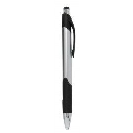 Ball Point Pen, Silver - Rubber Grip - Pad Printed Custom Imprinted
