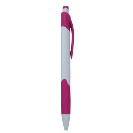 Ball Point Pen, White/Magenta - Red Rubber Grip - Pad Printed Custom Imprinted  Ball Point Pen, White/Magenta - Red Rubber Grip - Pad Printed Custom Imprinted