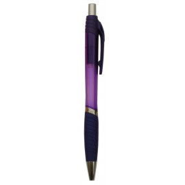 Ball Point Pen, Purple - Purple Rubber Grip - Pad Printed Custom Engraved