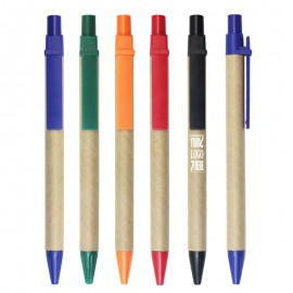 Recycled Pens w/Custom Logo & Colorful Clip Ballpoint Custom Engraved