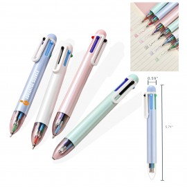 Custom Imprinted Retractable 6 Color Ballpoint Pen Eco-Friendly Plastic Smooth Multi Ink Pen