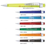 Logo Branded Frosted Polymer Ballpoint Pen w/ Hole Pocket Clip