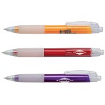 Plastic Click Action Ballpoint Pen w/Clear Trim Logo Branded