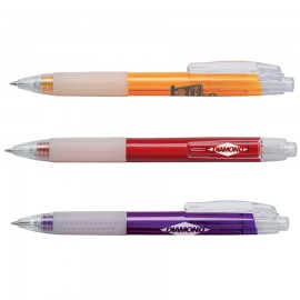 Plastic Click Action Ballpoint Pen w/Clear Trim Custom Engraved