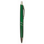 Ball Point Pen, Satin Green/Silver - Metal Pocket Clip - Pad Printed Custom Imprinted