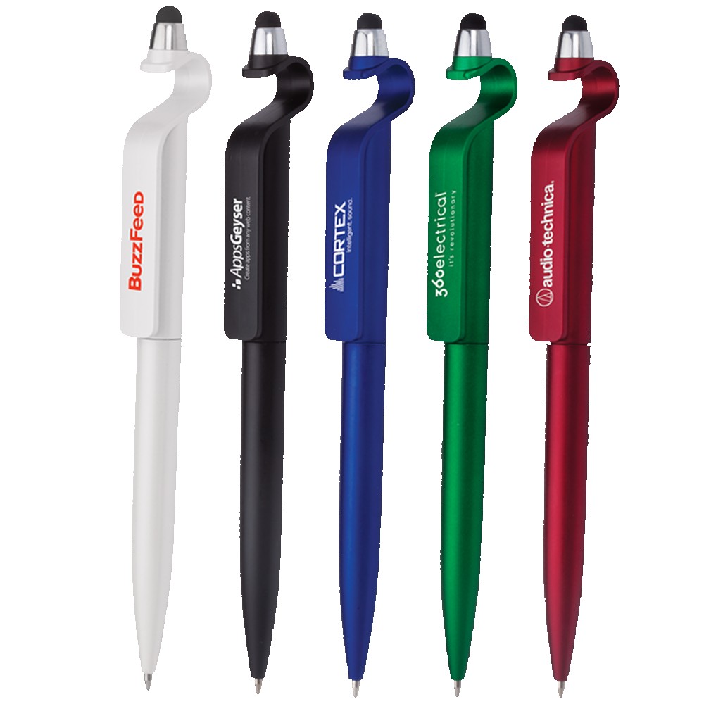 Custom Engraved Pillar Twist Action Stylus Ballpoint Pen w/Device Stand Custom Engraved Pillar Twist Action Stylus Ballpoint Pen w/Device Stand