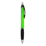Custom Imprinted Ball Point Pen, Lime Green - Black Rubber Grip - Pad Printed