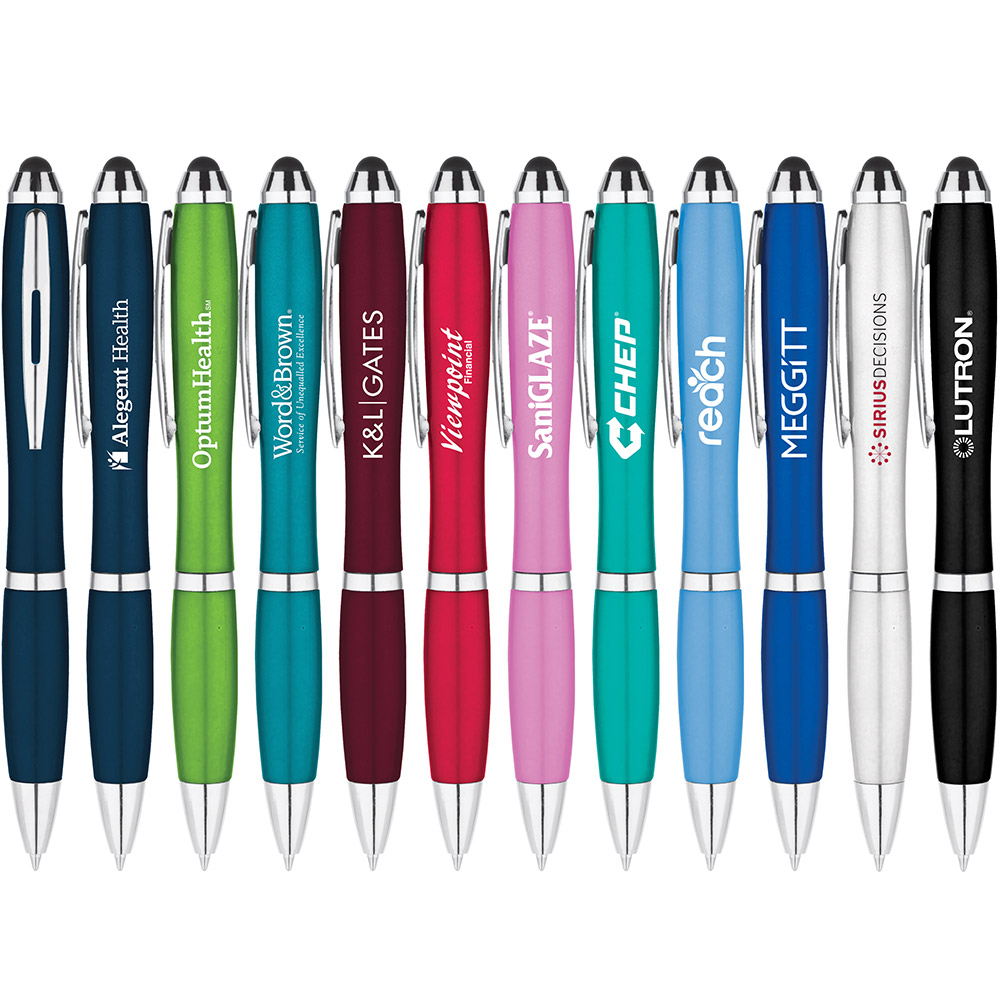 Logo Branded Metallic Curvaceous Ballpoint Stylus Pen Logo Branded Metallic Curvaceous Ballpoint Stylus Pen