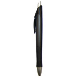 Logo Branded Ball Point Pen, Black- Black Rubber Grip - Pad Printed