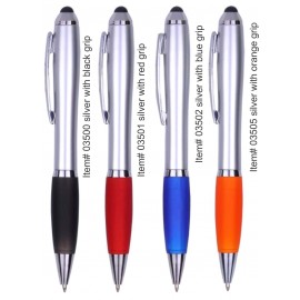 Logo Branded Asteroid Series Stylus Pen - Silver w/Red Grip