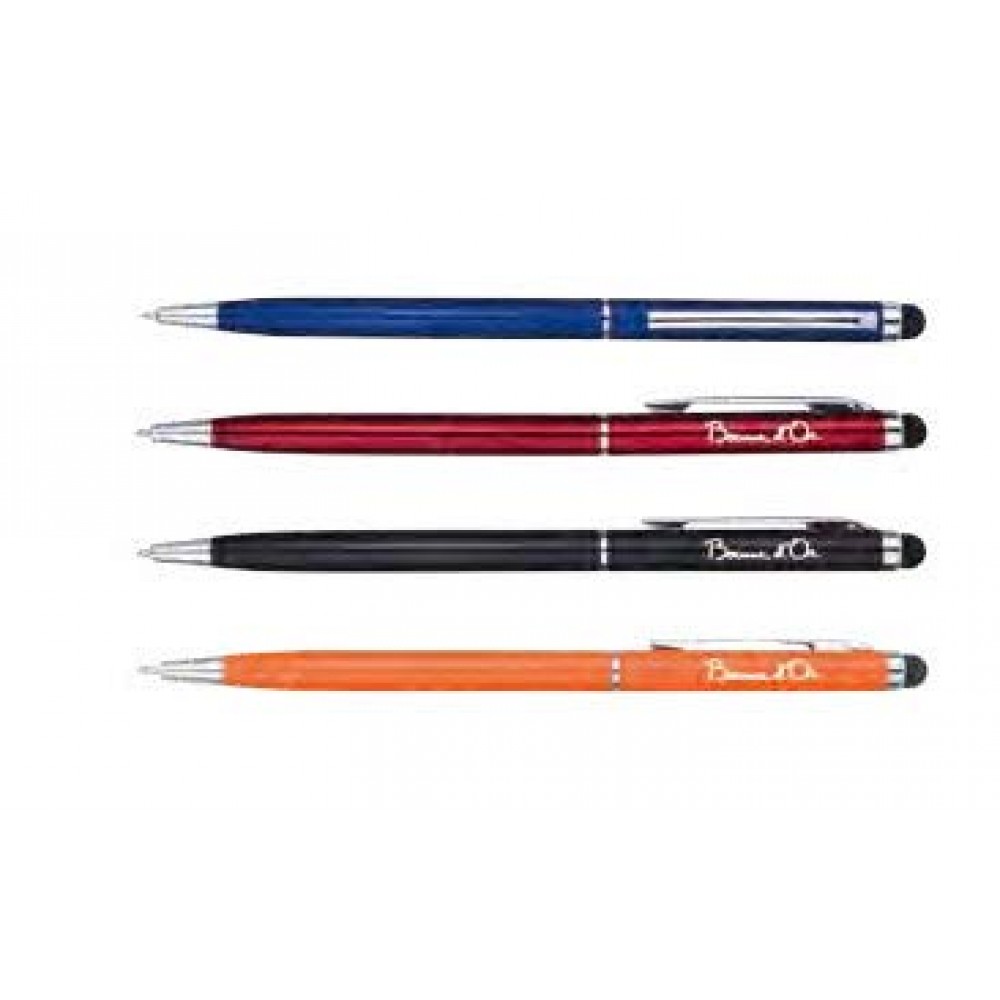 Logo Branded Aluminum Stylus Pen w/Shiny Chrome Trim Logo Branded Aluminum Stylus Pen w/Shiny Chrome Trim