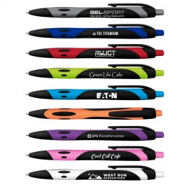 Logo Branded Gel Sport Soft Touch Rubberized Hybrid Ink Gel Pen - Black Writing Ink