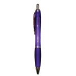 Custom Imprinted Ball Point Pen, Purple/Purple Rubber Grip - Pad Printed